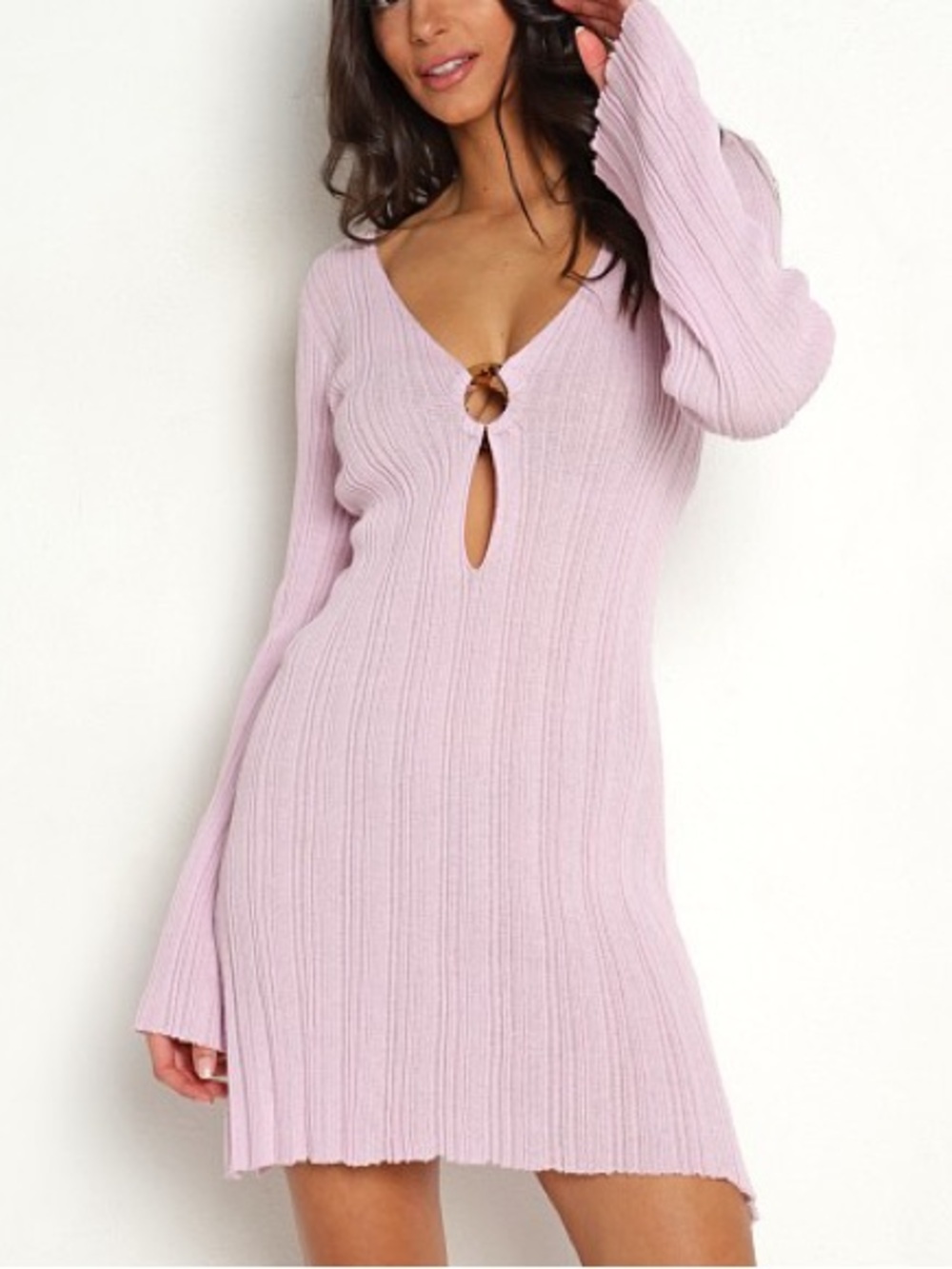 l*space Wailea Ribbed Long-Sleeve Coverup with Front Ring